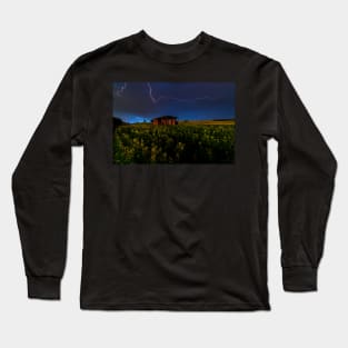 Lightning over the canola field Long Sleeve T-Shirt